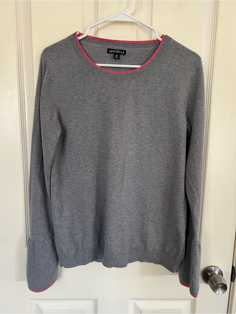 J.Crew Mercantile Gray Merino Wool Blend Bell Sleeve Sweater M
